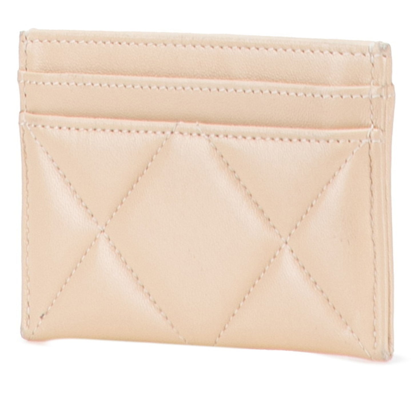 Chanel Coco Mark Matelasse Business Card Case/Card Case/Pass Case Beige Lambskin