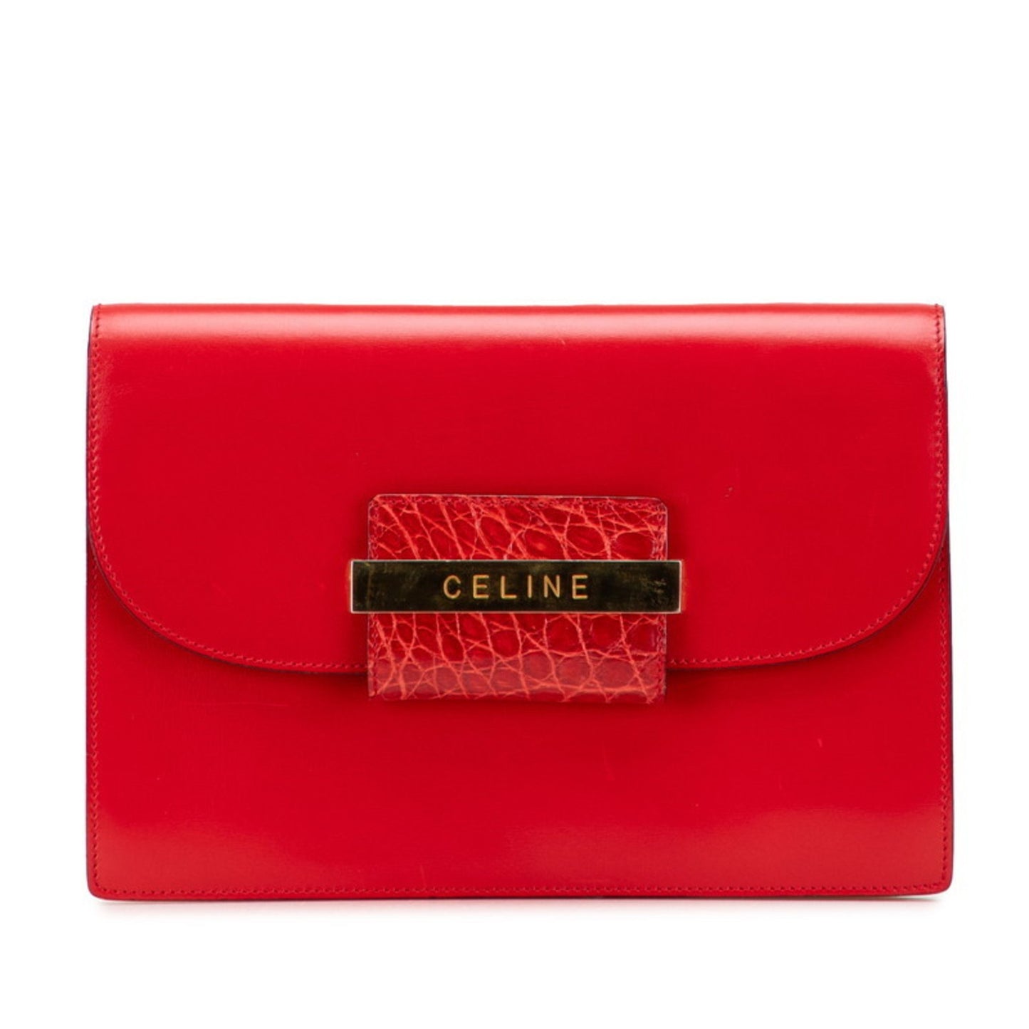 Celine Logo Clutch Bag In Red