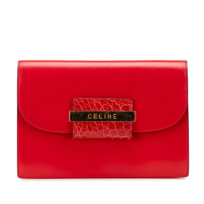 Celine Logo Clutch Bag In Red
