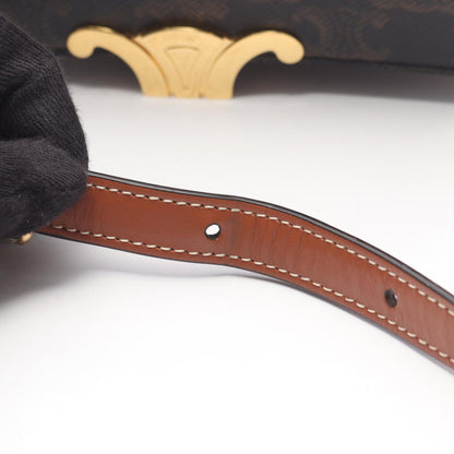 Celine Claude Triomphe Shoulder Bag In Coated Canvas And Leather