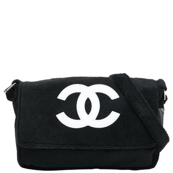Chanel Coco Mark Novelty Crossbody Shoulder Bag In Black And White With Pile