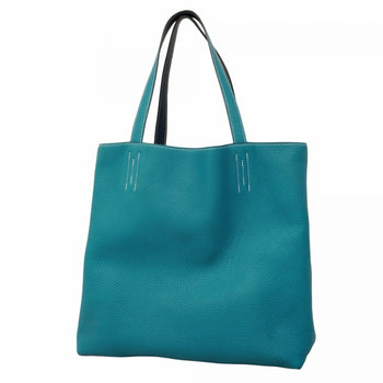 Hermes Herms Double Sens 36 Tote Bag In Taurillon Clemence Blue Izmir Leather With Ankle Strap