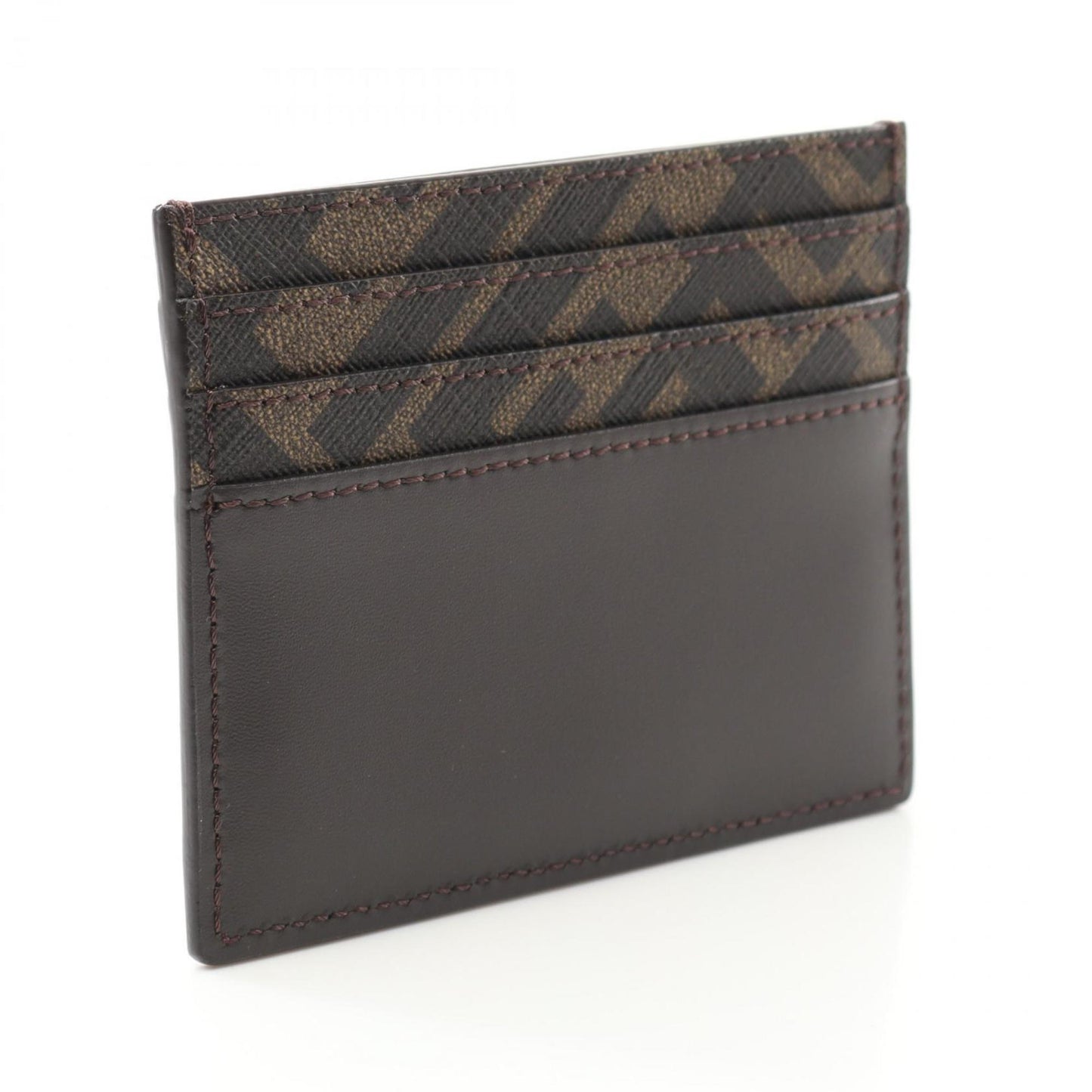 Fendi Ff Business Card Holder/Card Case Leather Coated Canvas