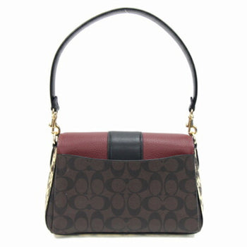 Coach Shoulder Bag Signature Grace Cc066 Dark Brown Bordeaux Black Leather Handbag