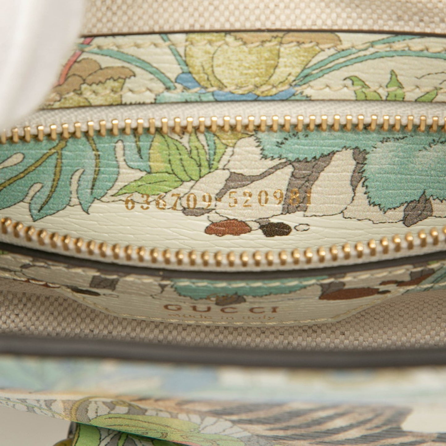 Gucci Jackie 1961 Tiger Motif Handbag/Shoulder Bag 636709 White/Multicolor Leather