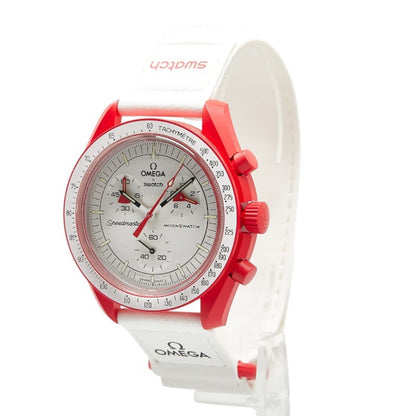 Omega X Swatch Moon Mission To Mars Wristwatch So33R100 Quartz White Dial Ceramic Nylon