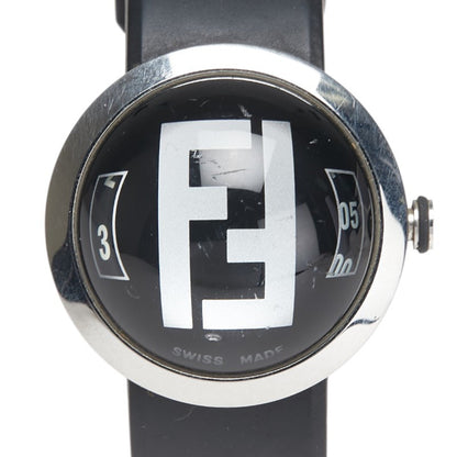Fendi Bousra Watch 8010G Quartz Movement Black Dial Stainless Steel Rubber