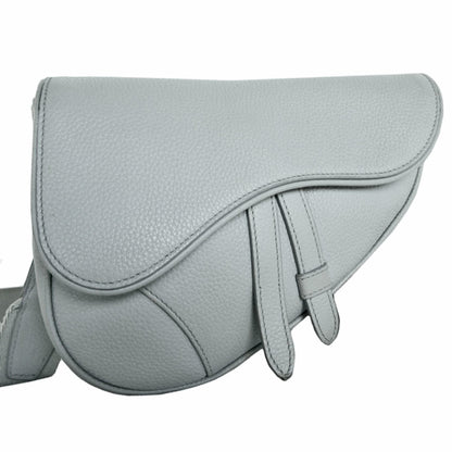 Christian Dior Dior Body Bag Saddle Leather Light Gray Silver