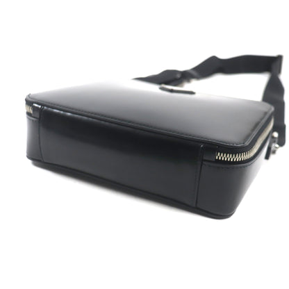 Prada 2Vh069 Brick Triangle Logo 2-Way Brushed Leather Shoulder Bag With Pouch