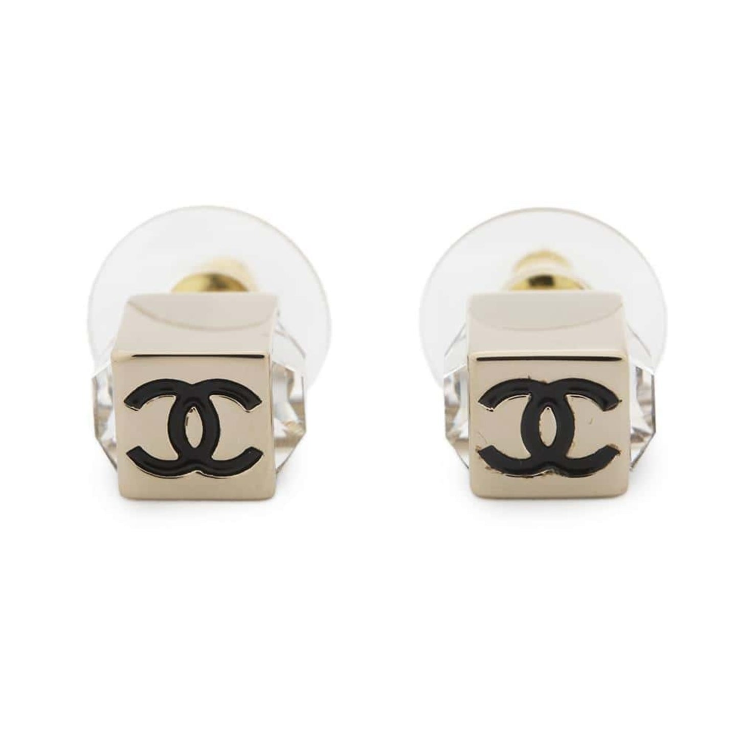 Chanel Earrings Coco Mark Cube Rhinestone B25 C Abe805 Chanel