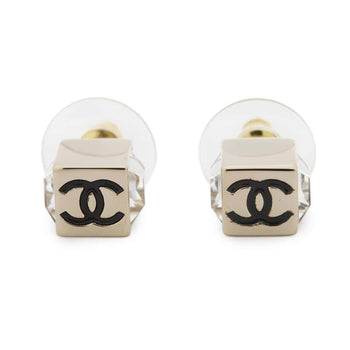 Chanel Earrings Coco Mark Cube Rhinestone B25 C Abe805 Chanel