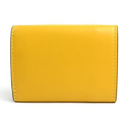 Fendi Trifold Wallet Ff Logo Leather Yellow