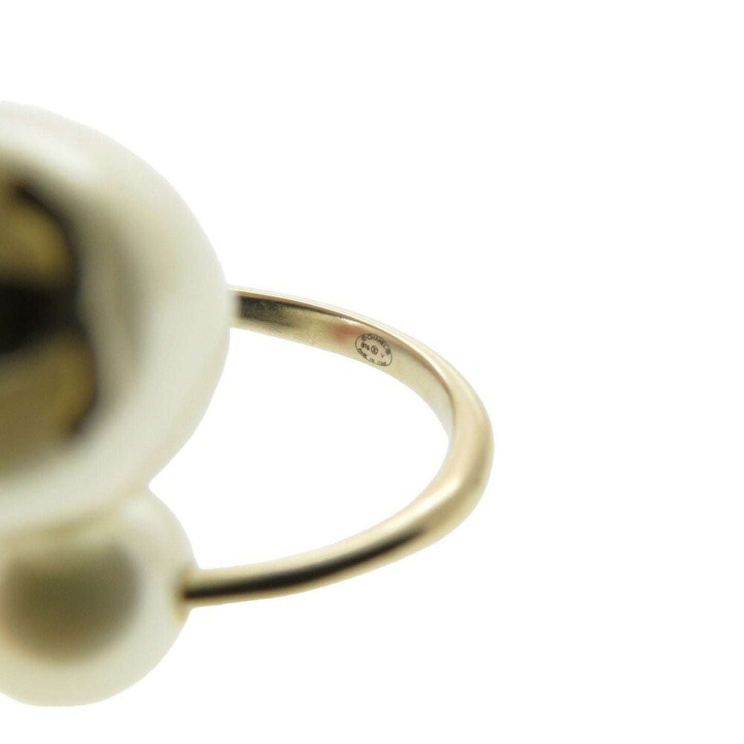 Chanel Coco Mark Fake Pearl Metal B16V Size 5 Gold Ring 0766Chanel