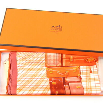 Hermes Herms Carr 40 H En Voyage Scarf/Muffler In Orange Silk