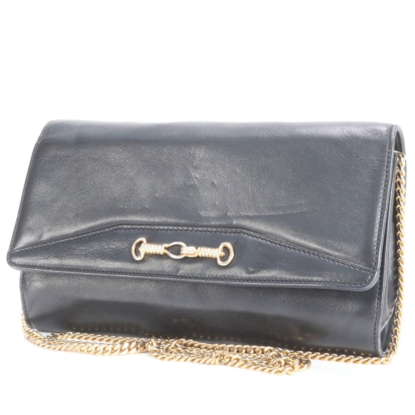 Celine Chain Leather Shoulder Bag Hand Tote Black