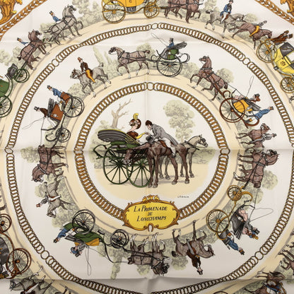 Hermes Herms Carr 90 "La Promenade De Longchamps" Scarf