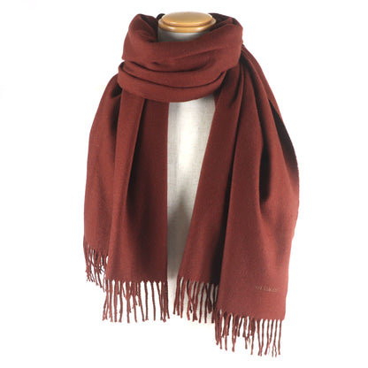 Hermes Men'S 100% Cashmere Scarf With Fringe And Embroidered Logo