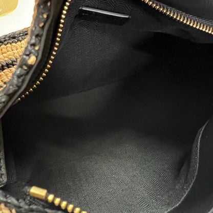 Loewe Puzzle Edge Small Shoulder Bag In Raffia And Calfskin