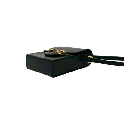 Gucci Horsebit 1955 Calf Leather Mini Shoulder Bag/Pochette/Sacoche In Black 179-7