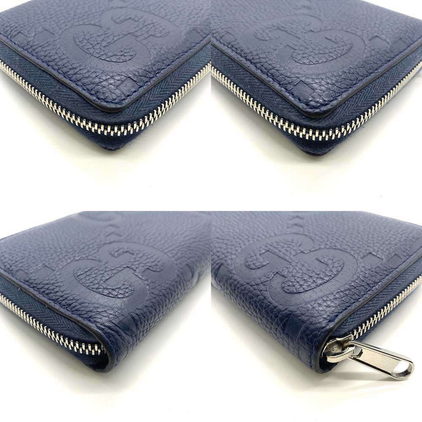 Gucci Long Wallet Jumbo Gg Round Leather Navy 825958 Gucci