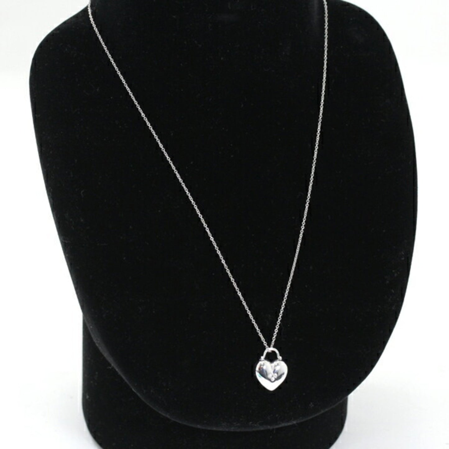 Tiffany Necklace Sentimental Heart 3P Diamond K18 Wg 750 Pendant White Gold