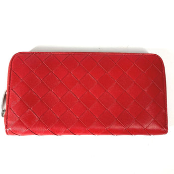 Bottega Veneta 593217 Long Wallet Zip Around Long Wallet Red