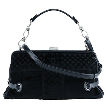 Chanel Chain Shoulder Bag Coco Mark A33096 Velour Black 2Way Chainshoulder