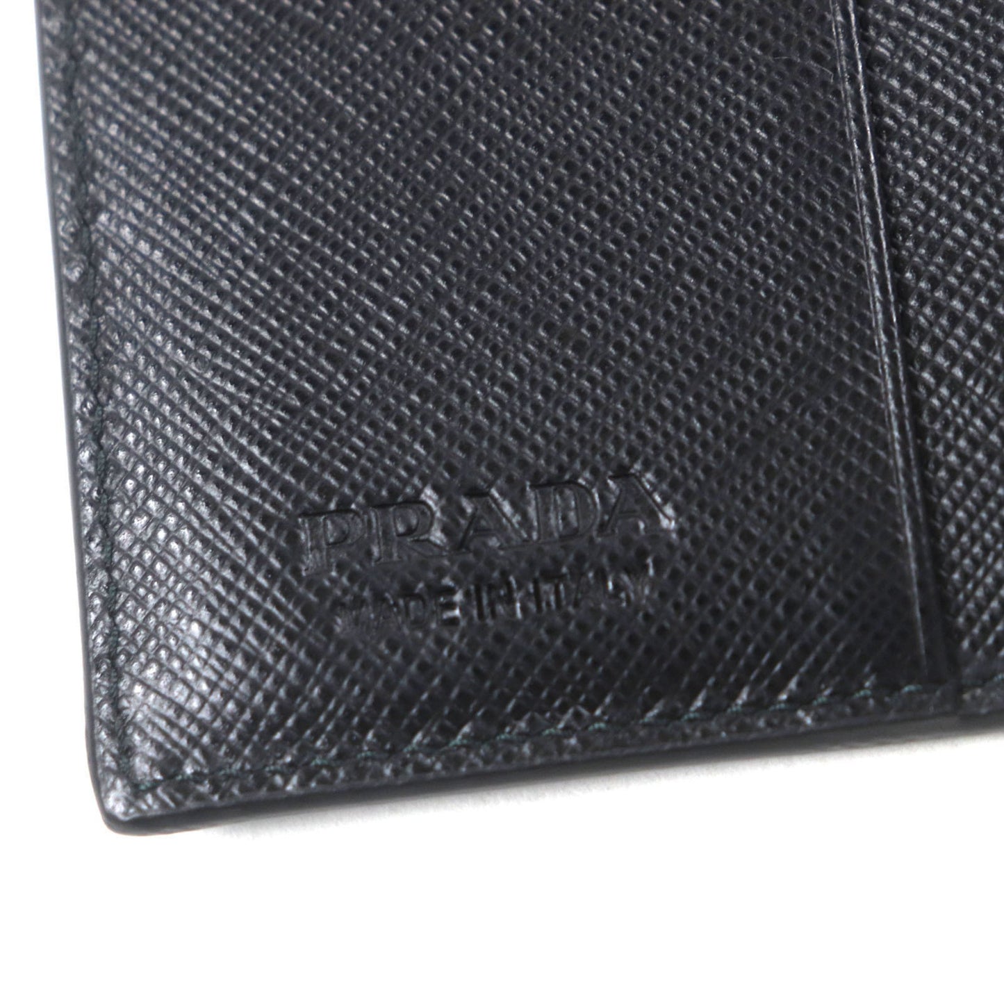 Prada 2Mo004 Saffiano Leather Two-Tone Compact Wallet With Logo Hardware