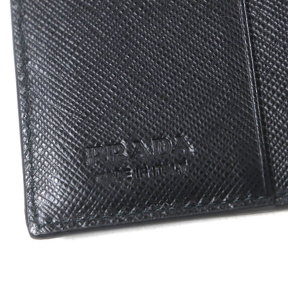 Prada 2Mo004 Saffiano Leather Two-Tone Compact Wallet With Logo Hardware