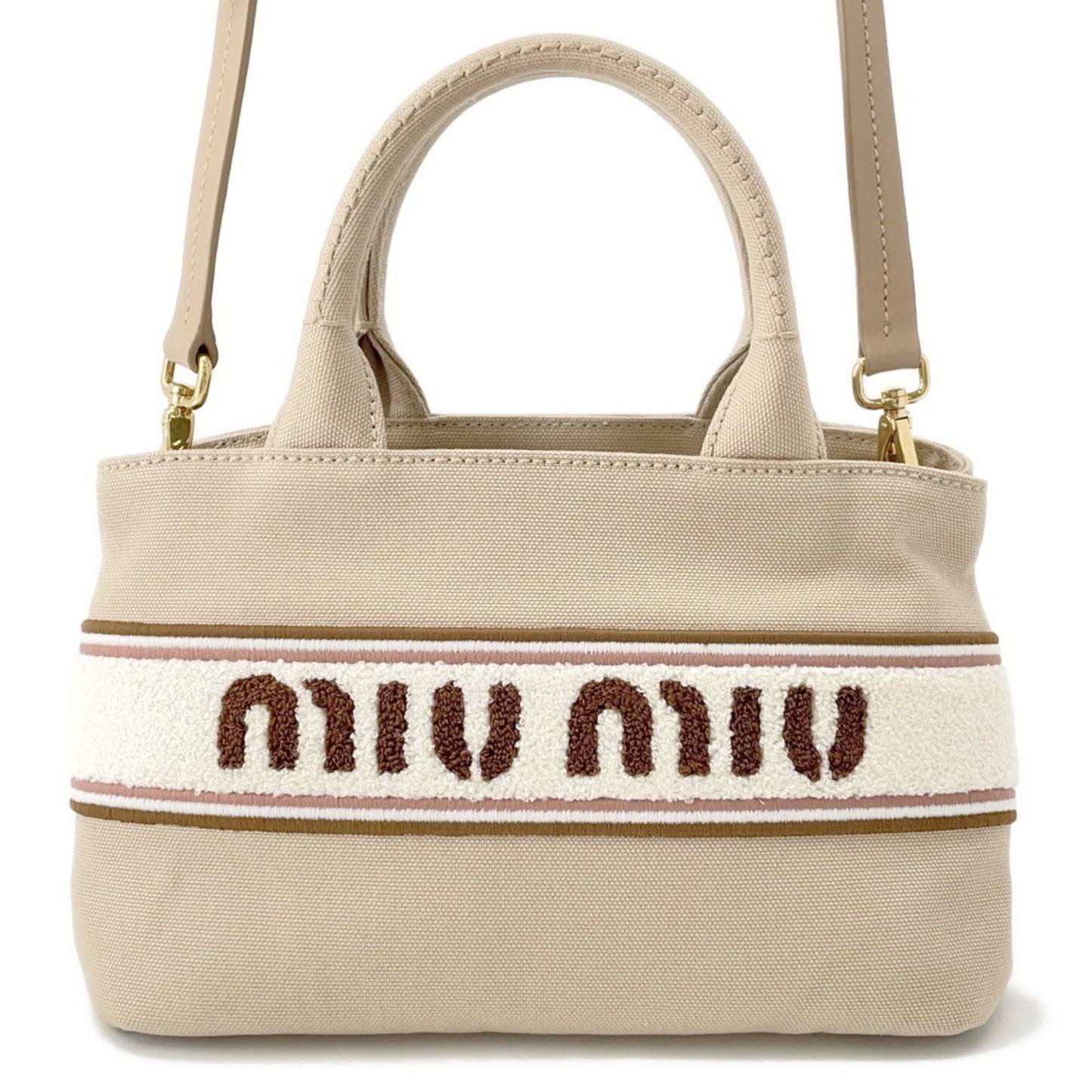 Miu Miu Miu Canvas Handbag 5Ba253 2-Way Shoulder Bag