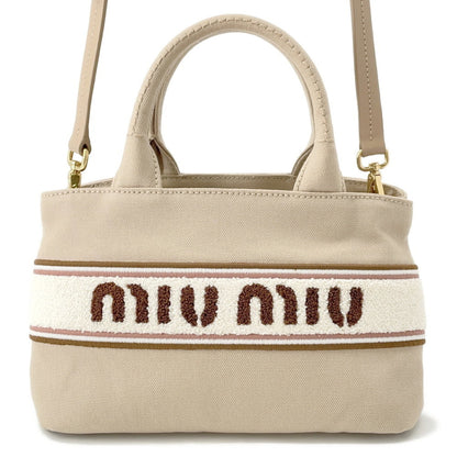 Miu Miu Miu Canvas Handbag 5Ba253 2-Way Shoulder Bag