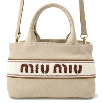 Miu Miu Miu Canvas Handbag 5Ba253 2-Way Shoulder Bag