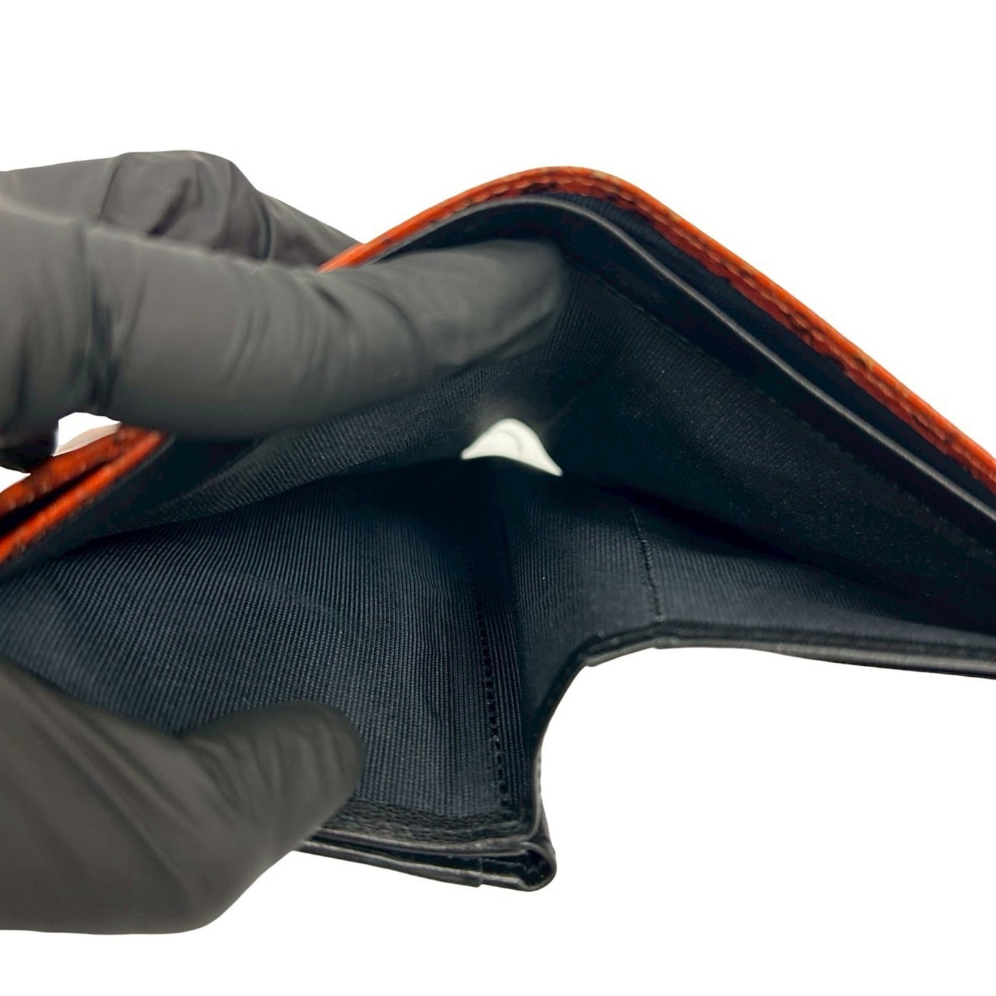 Yves Saint Laurent Logo Embossed Leather Bifold Wallet Orange Black 29891