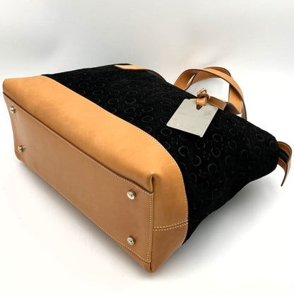 Celine C Macadam Tote Bag Handbag Black Suede Leather