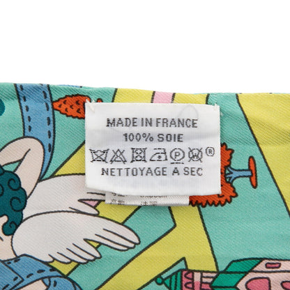 Herms Twilly "Les Nouveaux Amoureux De Paris" New Paris Lovers Scarf/Muffler Green Multicolor Silk