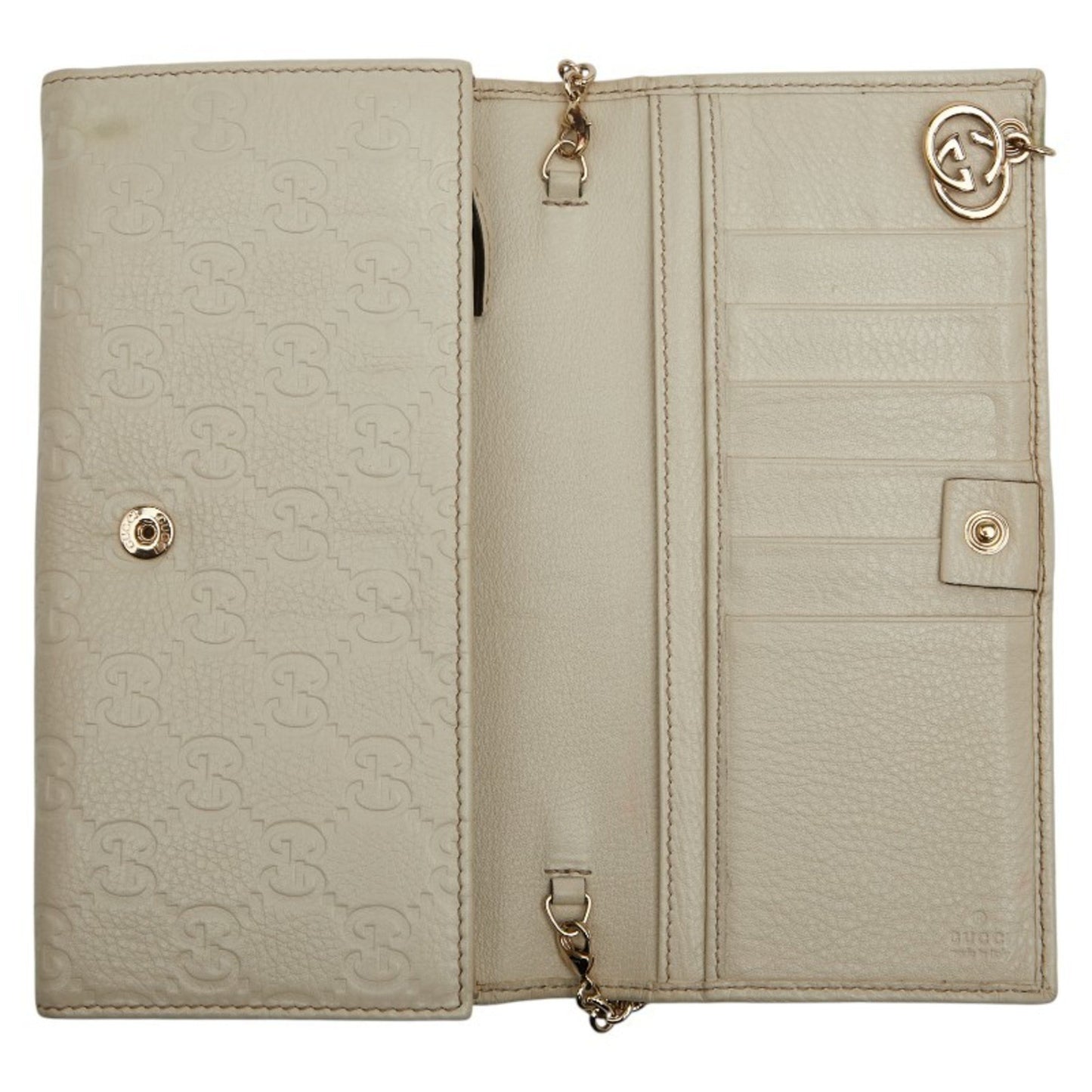 Gucci Guccissima Long Wallet Chain 2Way 224262 White Leather