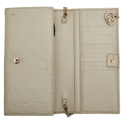 Gucci Guccissima Long Wallet Chain 2Way 224262 White Leather