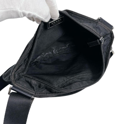 Prada Shoulder Bag Body Triangle Logo Nylon Black