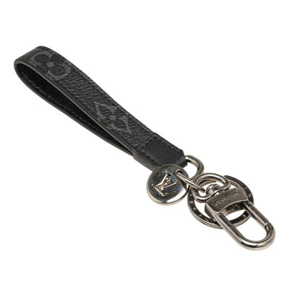 Louis Vuitton Monogram Eclipse Porte-Cls Dragonne Keychain Key Ring M61950 Black Leather