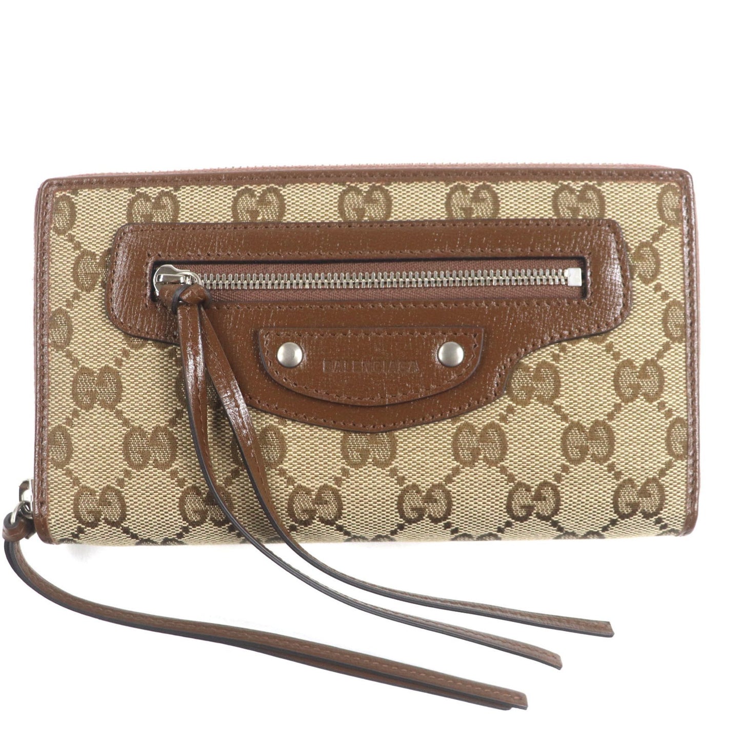 Gucci Balenciaga The Hacker Project Neoclassic Canvas And Leather Gg Print Round Zip Wallet
