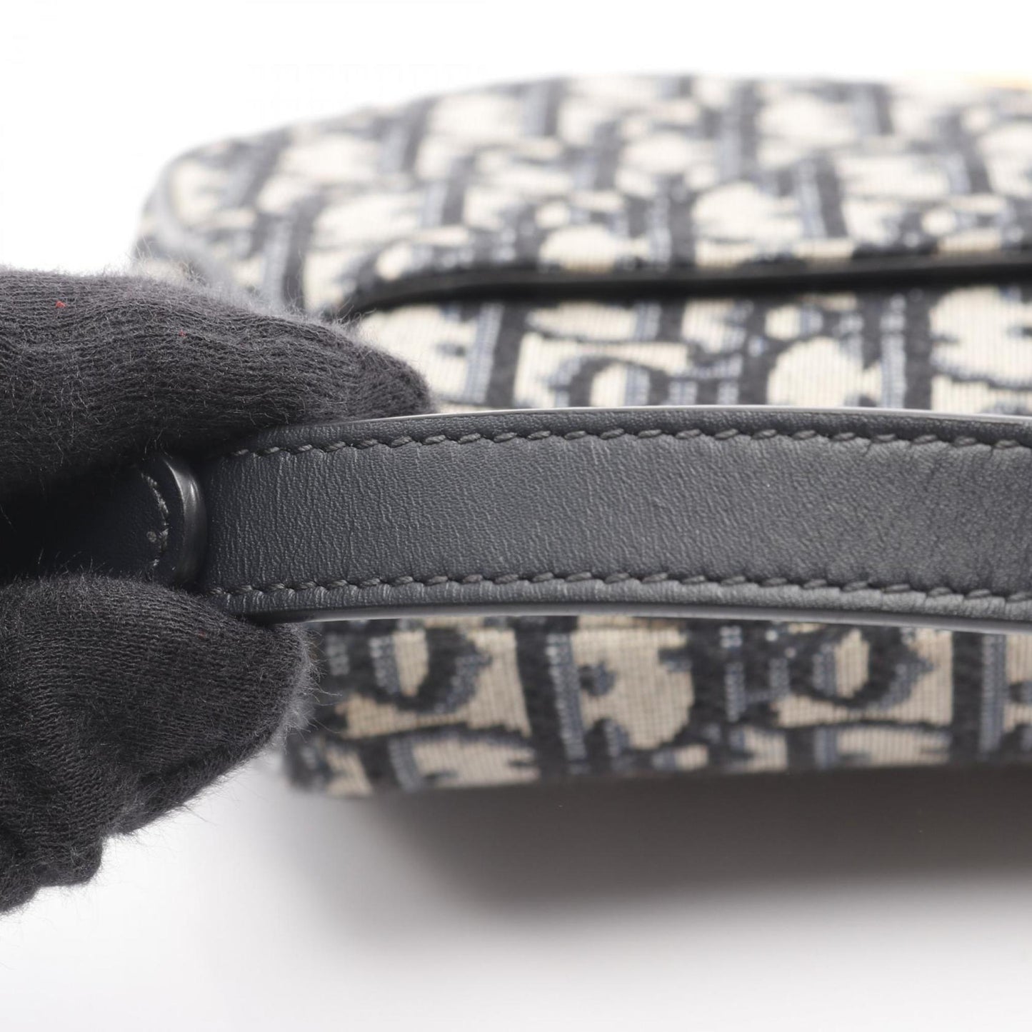 Christian Dior Dior Saddle Bag Mini Oblique Jacquard Handbag Canvas Leather