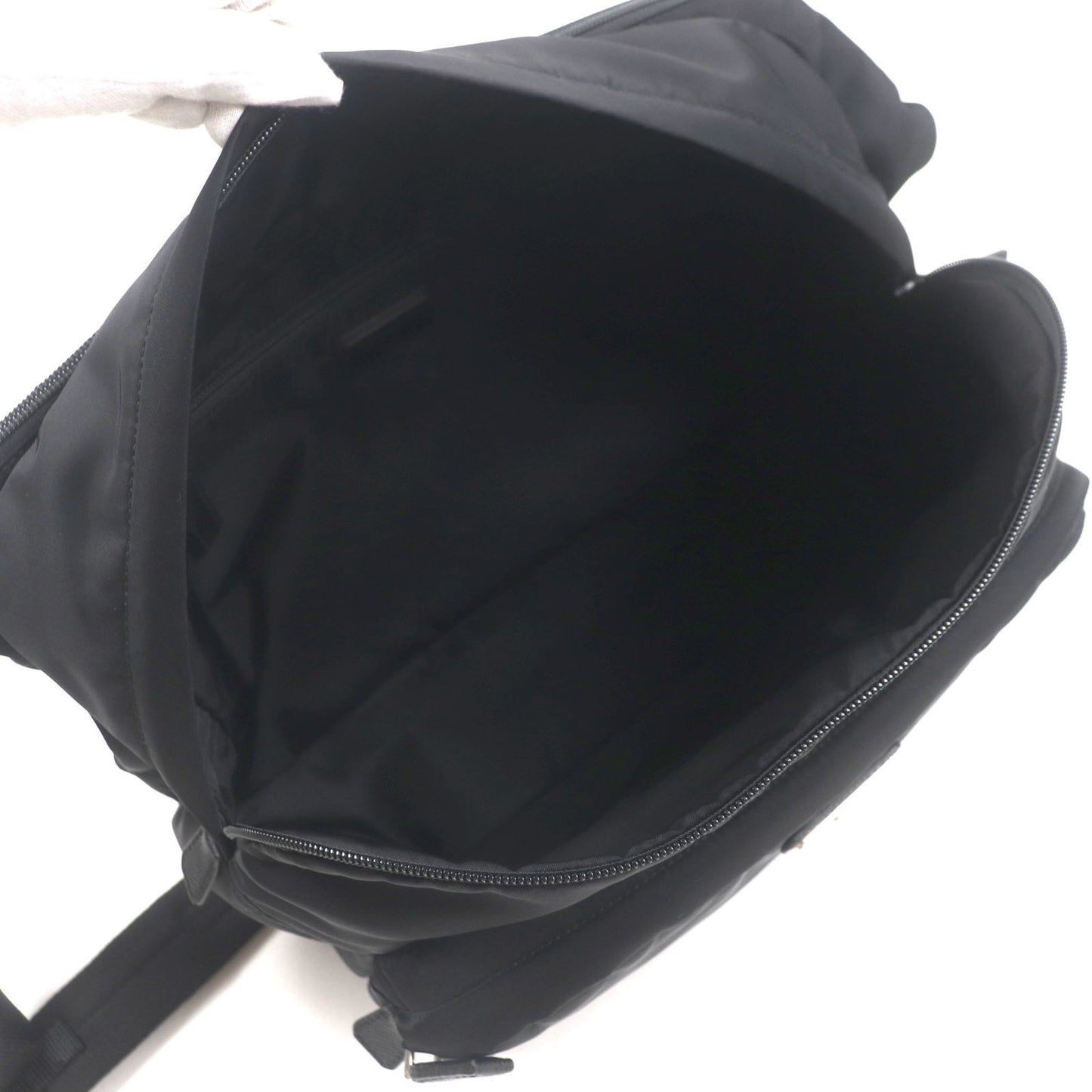 Prada Montagna Tessuto Saffiano Leather Shoulder Bag (2Vh021) With Triangle Logo And Plate