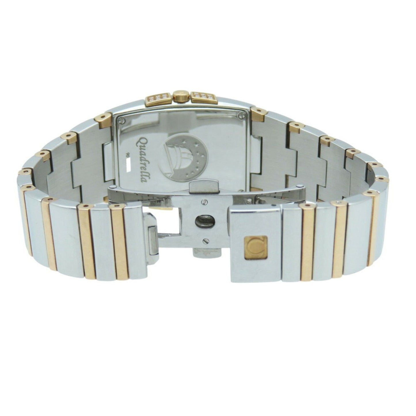 Omega Constellation Quadrella 1286.75 Quartz Watch Ss/Diamond/Pink Gold White Shell 0219Omega