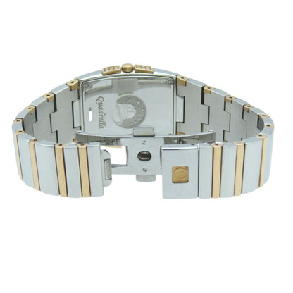 Omega Constellation Quadrella 1286.75 Quartz Watch Ss/Diamond/Pink Gold White Shell 0219Omega