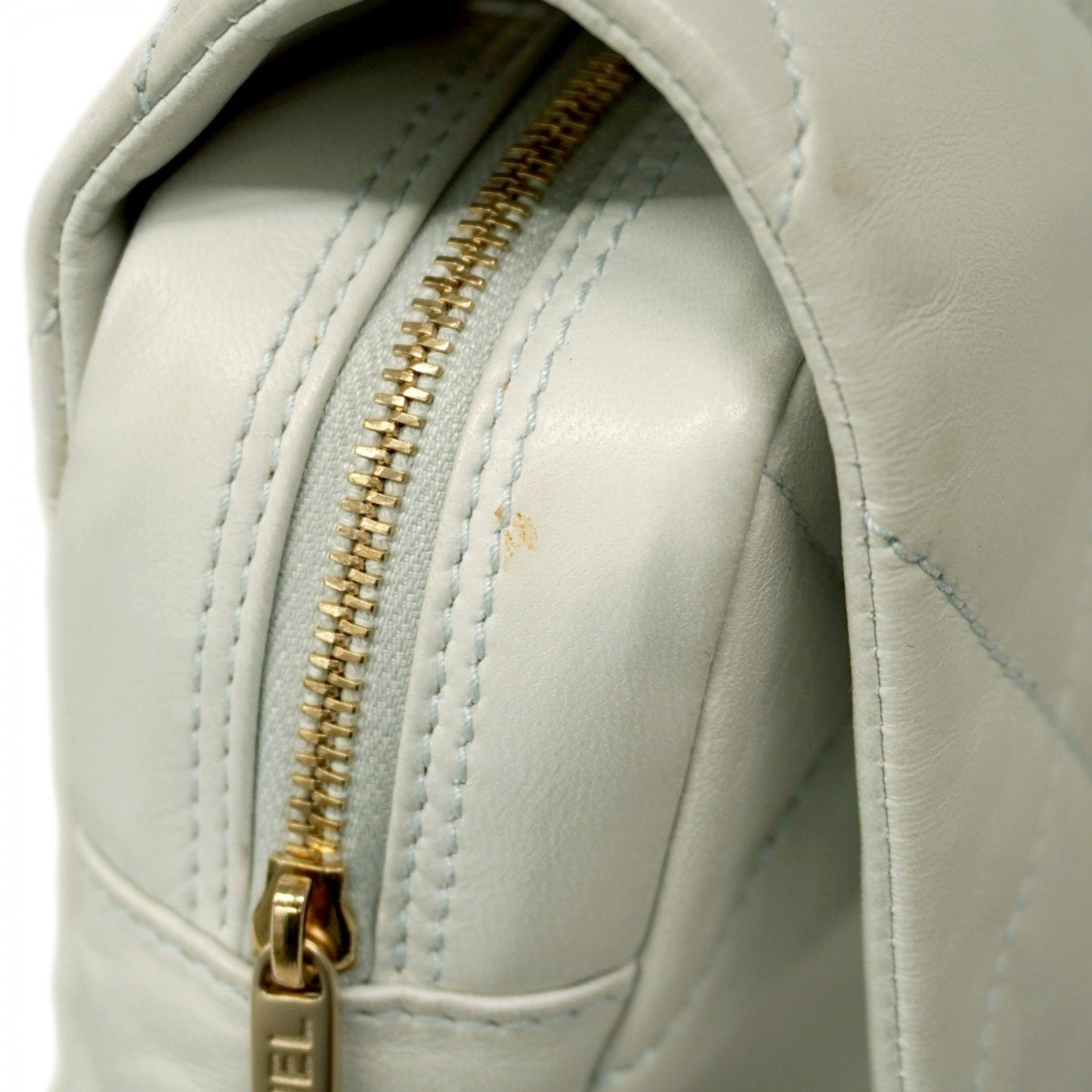 Chanel Shoulder Bag Matelasse W Chain Lambskin Blue Champagne