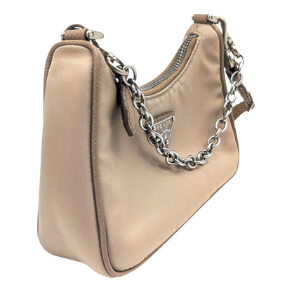 Prada Prada Mini Nylon Shoulder Bag In Beige