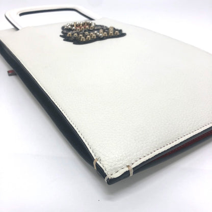 Christian Louboutin Emblem Trick Truck Bag 2Way Clutch Bag Tote Bag White Red