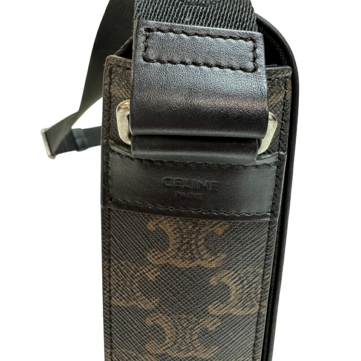 Celine Flap Triomphe Shoulder Bag Brown