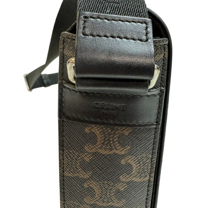 Celine Flap Triomphe Shoulder Bag Brown