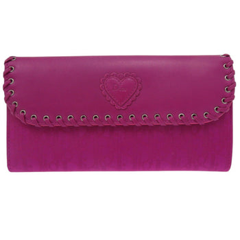 Christian Dior Ethnic Trotter Pattern 02 Lu 0062 Leather/Nylon/Canvas Purple Long Wallet 0848